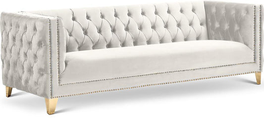 Meridian Furniture - Michelle Cream Velvet Sofa - 652Cream-S veiw 1
