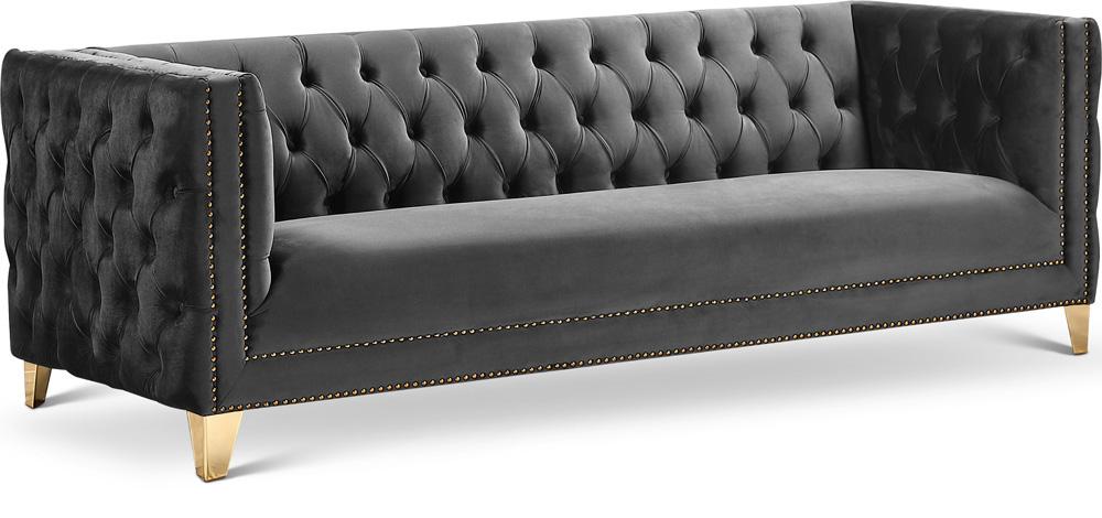 Meridian Furniture - Michelle Grey Velvet Sofa - 652Grey-S veiw 1