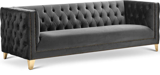 Meridian Furniture - Michelle Grey Velvet Sofa - 652Grey-S veiw 1
