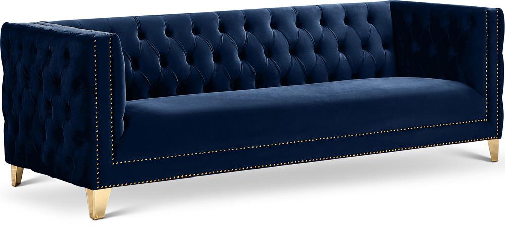 Meridian Furniture - Michelle Navy Velvet Sofa - 652Navy-S veiw 1