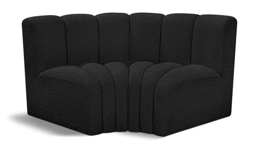 Meridian Furniture - Arc Black Boucle Fabric Modular Sofa - 2Pc - 102Black-S2B veiw 1