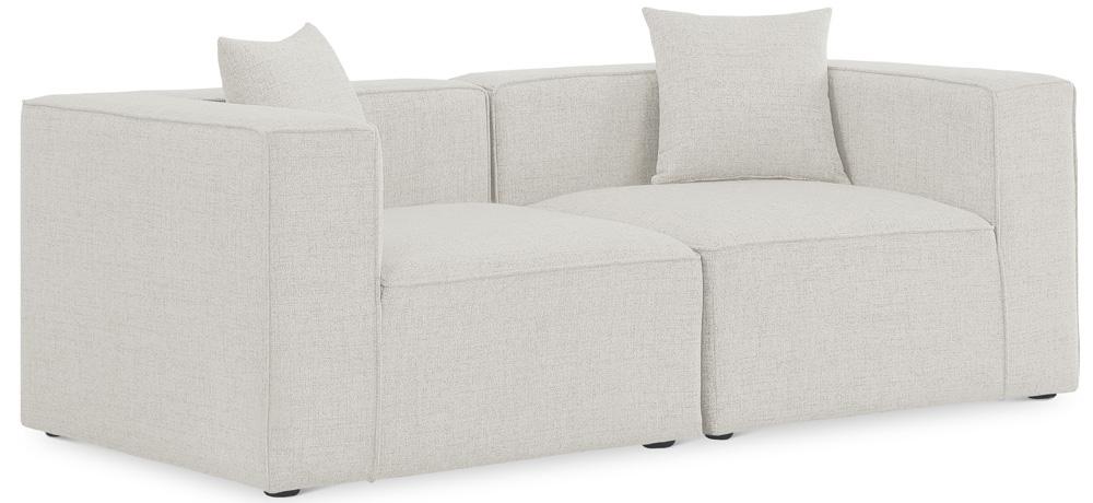 Meridian Furniture - Cube Cream Durable Linen Textured Modular Sofa - 2Pc - 630Cream-S72B veiw 1