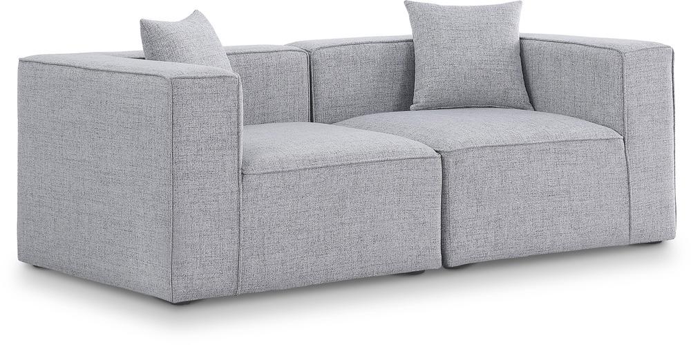 Meridian Furniture - Cube Grey Durable Linen Textured Modular Sofa - 2Pc - 630Grey-S72B veiw 1