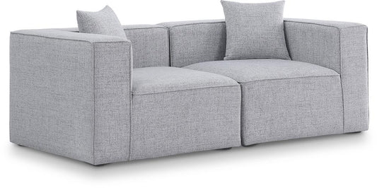 Meridian Furniture - Cube Grey Durable Linen Textured Modular Sofa - 2Pc - 630Grey-S72B veiw 1