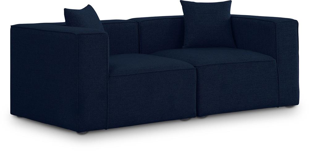 Meridian Furniture - Cube Navy Durable Linen Textured Modular Sofa - 2Pc - 630Navy-S72B veiw 1