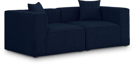 Meridian Furniture - Cube Navy Durable Linen Textured Modular Sofa - 2Pc - 630Navy-S72B veiw 1
