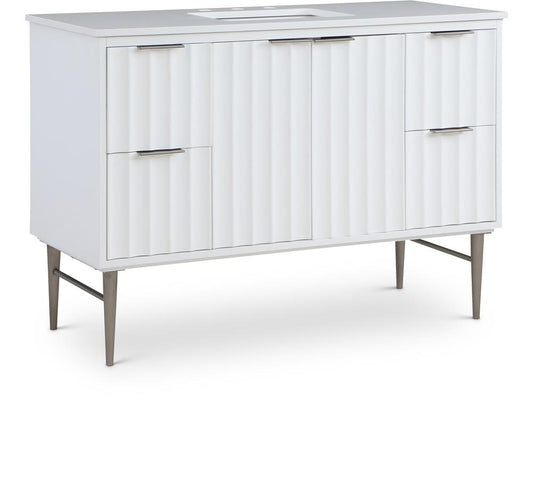 Meridian Furniture - Modernist White Bathroom Vanity - 402White-48 veiw 1