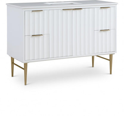 Meridian Furniture - Modernist White Bathroom Vanity - 401White-48 veiw 1