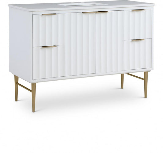 Meridian Furniture - Modernist White Bathroom Vanity - 401White-48 veiw 1