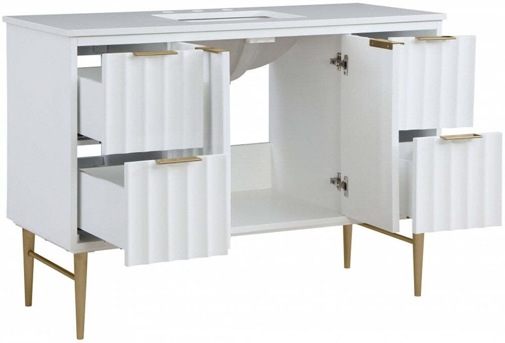 Meridian Furniture - Modernist White Bathroom Vanity - 401White-48 veiw 2
