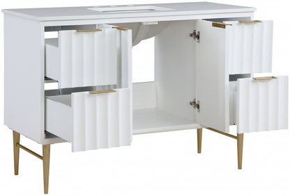 Meridian Furniture - Modernist White Bathroom Vanity - 401White-48 veiw 2