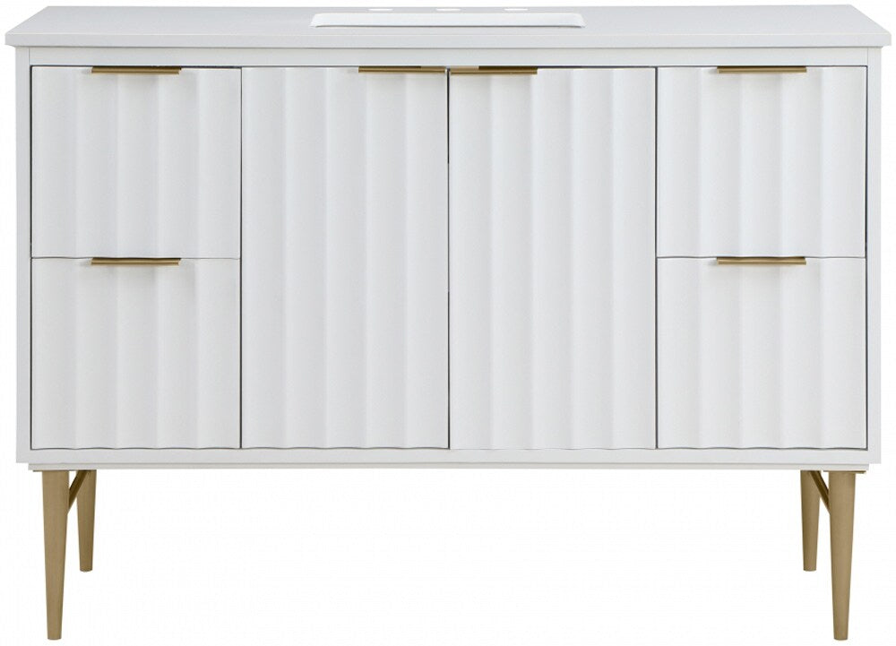 Meridian Furniture - Modernist White Bathroom Vanity - 401White-48 veiw 3