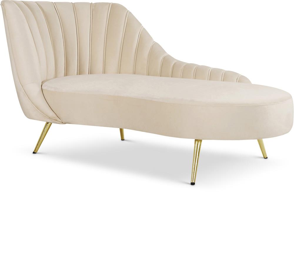 Meridian Furniture - Margo Cream Velvet Chaise - 622Cream-Chaise veiw 1