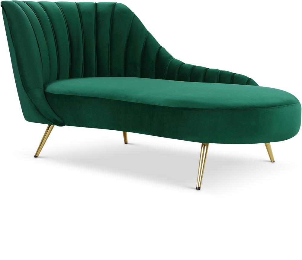 Meridian Furniture - Margo Green Velvet Chaise - 622Green-Chaise veiw 1