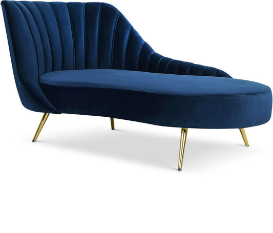 Meridian Furniture - Margo Navy Velvet Chaise - 622Navy-Chaise veiw 1