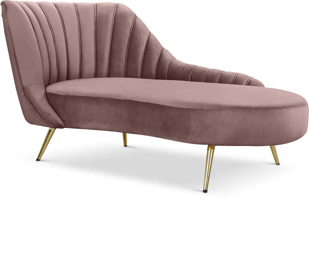 Meridian Furniture - Margo Pink Velvet Chaise - 622Pink-Chaise veiw 1