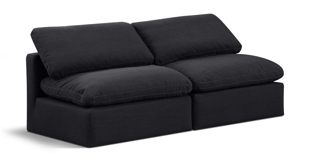Meridian Furniture - Indulge Black Linen Textured Fabric Modular Sofa - 2Pc - 141Black-S2 veiw 1
