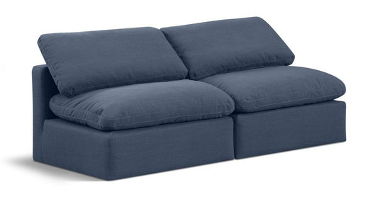 Meridian Furniture - Indulge Navy Linen Textured Fabric Modular Sofa - 2Pc - 141Navy-S2 veiw 1