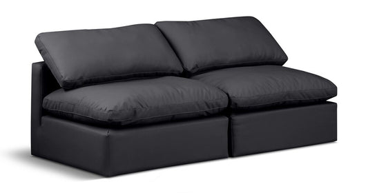 Meridian Furniture - Indulge Black Vegan Leather Modular Sofa - 2Pc - 146Black-S2 veiw 1