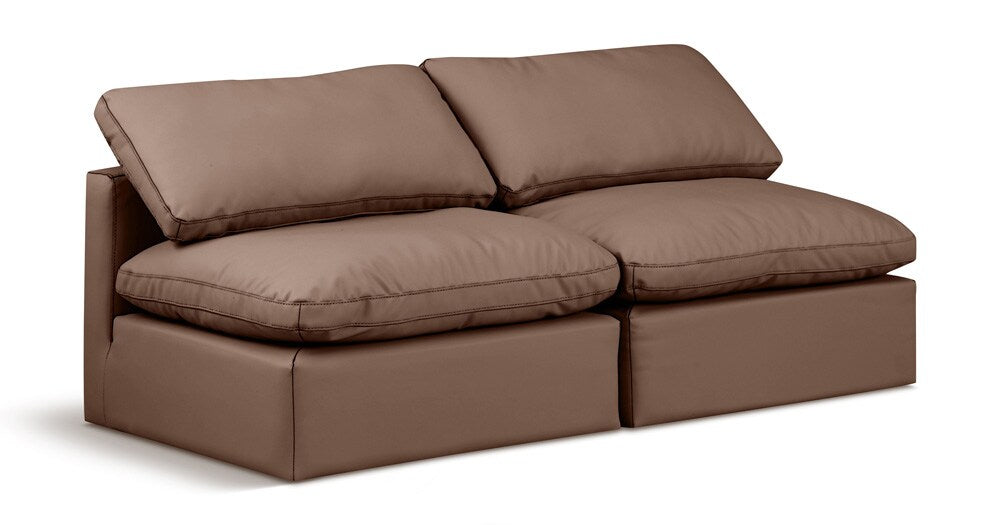 Meridian Furniture - Indulge Brown Vegan Leather Modular Sofa - 2Pc - 146Brown-S2 veiw 1