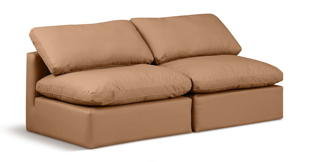 Meridian Furniture - Indulge Cognac Vegan Leather Modular Sofa - 2Pc - 146Cognac-S2 veiw 1