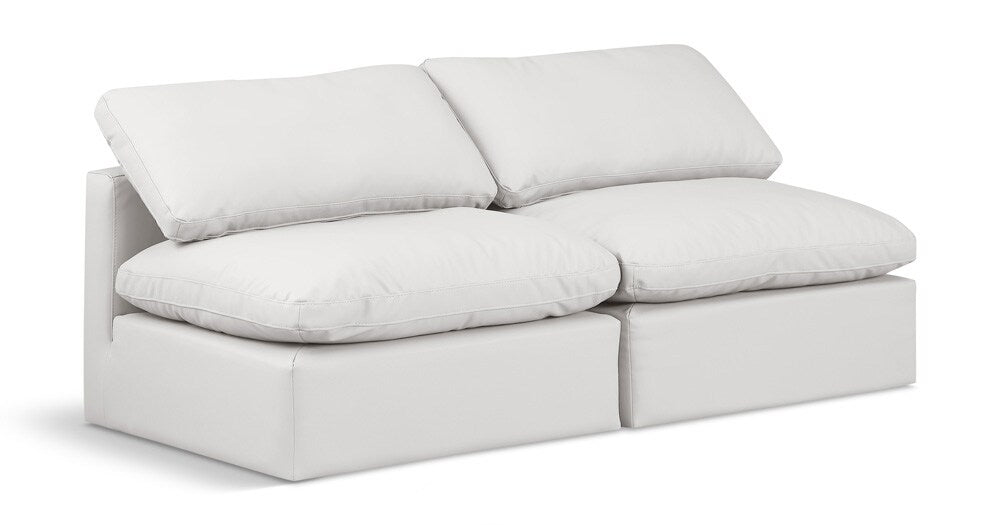 Meridian Furniture - Indulge Cream Vegan Leather Modular Sofa - 2Pc - 146Cream-S2 veiw 1