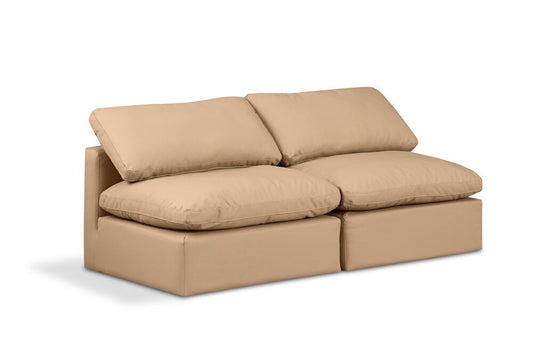 Meridian Furniture - Indulge Tan Vegan Leather Modular Sofa - 2Pc - 146Tan-S2 veiw 1