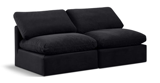 Meridian Furniture - Indulge Black Velvet Modular Sofa - 2Pc - 147Black-S2 veiw 1