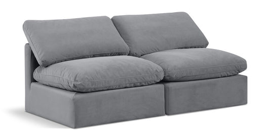 Meridian Furniture - Indulge Grey Velvet Modular Sofa - 2Pc - 147Grey-S2 veiw 1