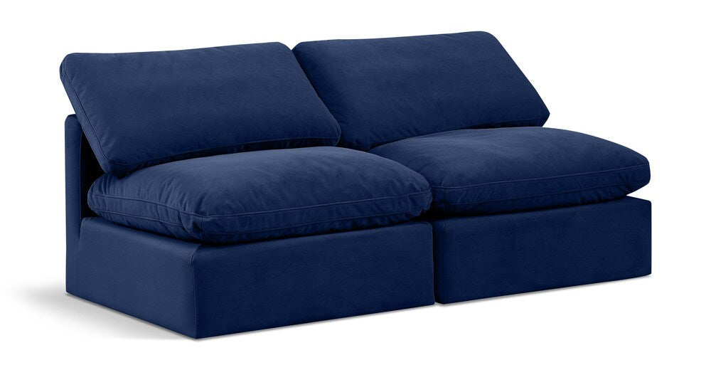 Meridian Furniture - Indulge Navy Velvet Modular Sofa - 2Pc - 147Navy-S2 veiw 1