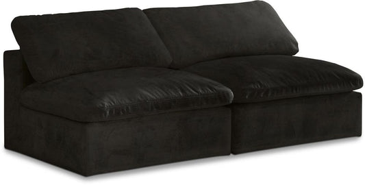 Meridian Furniture - Cozy Black Velvet Comfort Modular Armless Sofa - 2Pc - 634Black-S78 veiw 1