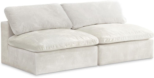 Meridian Furniture - Cozy Cream Velvet Comfort Modular Armless Sofa - 2Pc - 634Cream-S78 veiw 1
