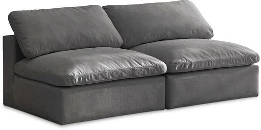 Meridian Furniture - Cozy Grey Velvet Comfort Modular Armless Sofa - 2Pc - 634Grey-S78 veiw 1