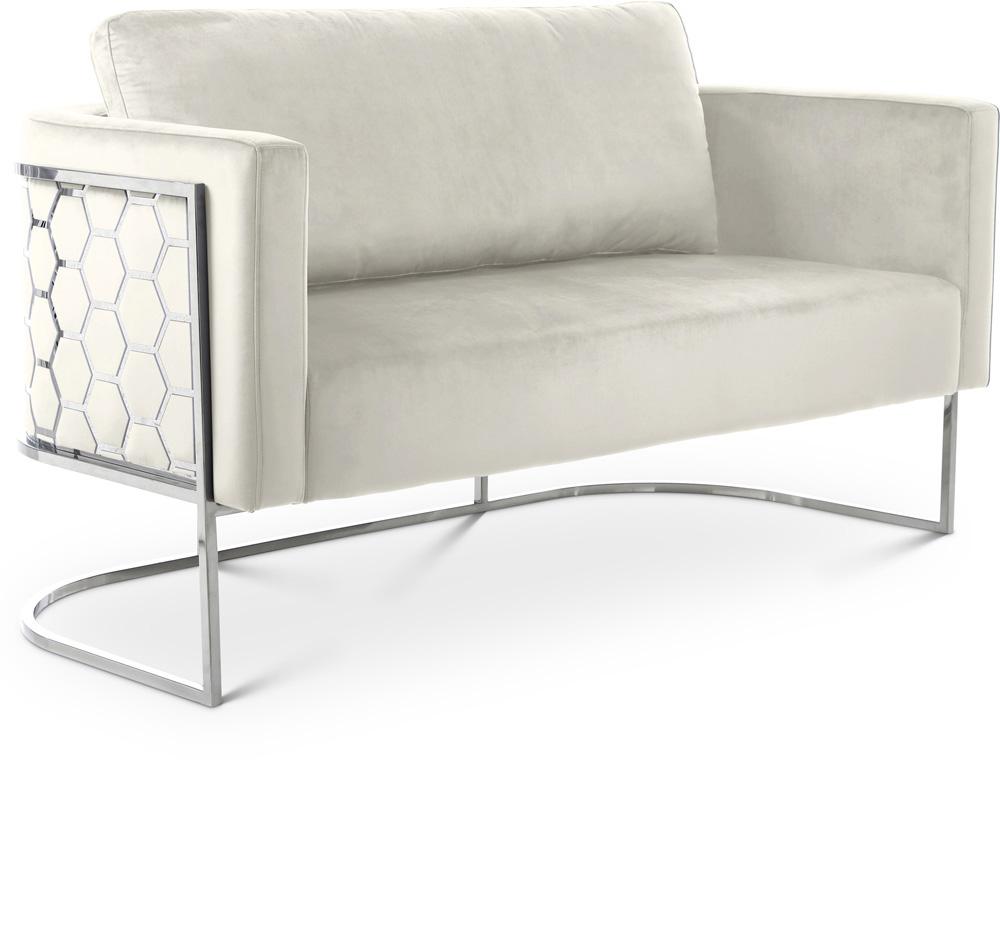 Meridian Furniture - Casa Cream Velvet Loveseat - 691Cream-L veiw 1