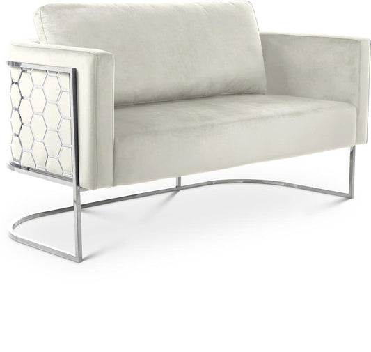 Meridian Furniture - Casa Cream Velvet Loveseat - 691Cream-L veiw 1