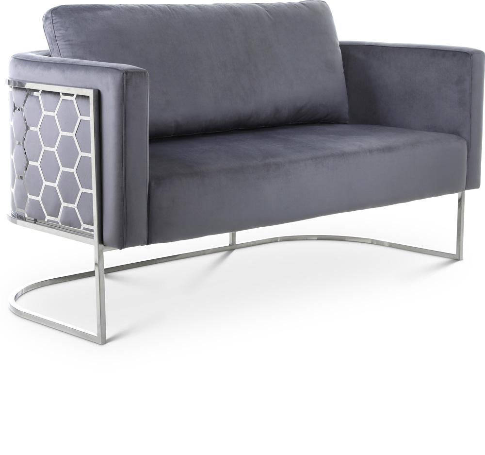 Meridian Furniture - Casa Grey Velvet Loveseat - 691Grey-L veiw 1