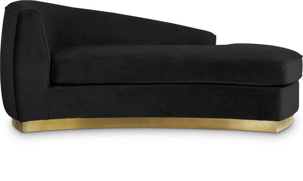 Meridian Furniture - Julian Black Velvet Chaise - 620Black-Chaise veiw 1