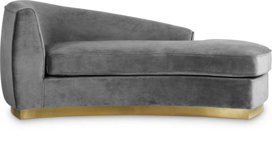 Meridian Furniture - Julian Grey Velvet Chaise - 620Grey-Chaise veiw 1