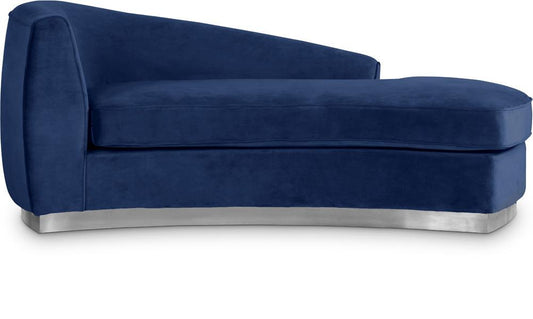 Meridian Furniture - Julian Navy Velvet Chaise - 621Navy-Chaise veiw 1