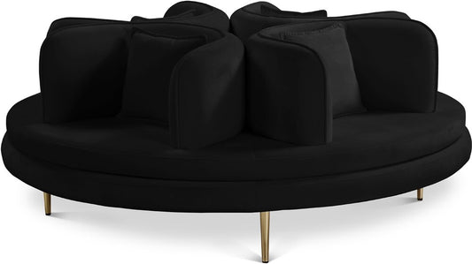 Meridian Furniture - Circlet Black Velvet Round Sofa Settee - 627Black veiw 1
