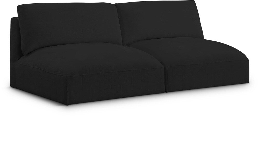 Meridian Furniture - Ease Black Polyester Fabric Modular Sofa - 2Pc - 696Black-S76A veiw 1