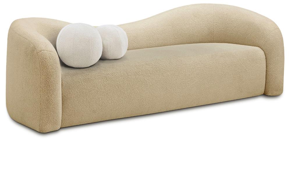 Meridian Furniture - Kali Beige Faux Shearling Teddy Fabric Sofa - 186Beige-S veiw 1