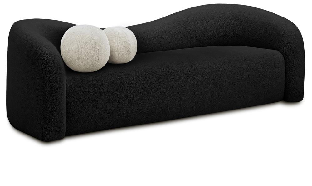 Meridian Furniture - Kali Black Faux Shearling Teddy Fabric Sofa - 186Black-S veiw 1