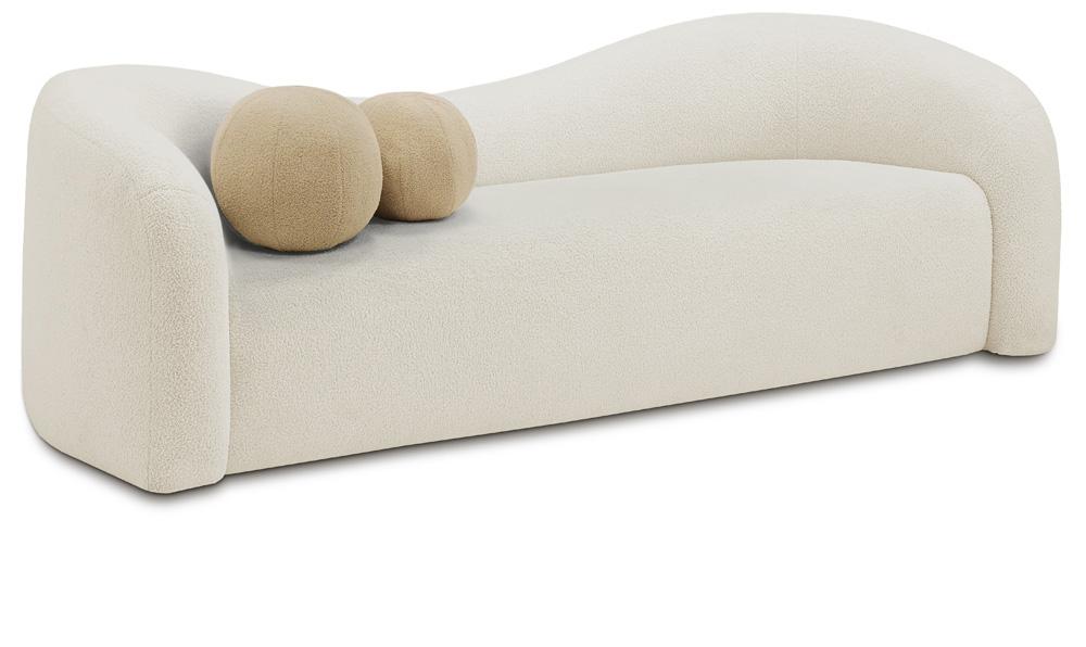 Meridian Furniture - Kali Cream Faux Shearling Teddy Fabric Sofa - 186Cream-S veiw 1
