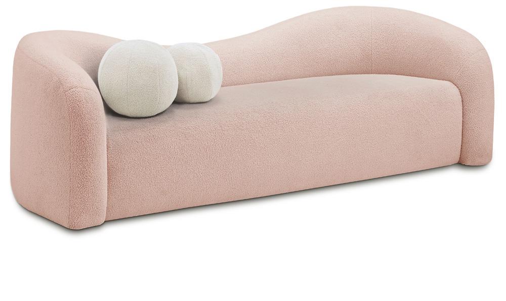 Meridian Furniture - Kali Pink Faux Shearling Teddy Fabric Sofa - 186Pink-S veiw 1