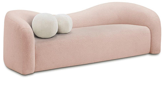 Meridian Furniture - Kali Pink Faux Shearling Teddy Fabric Sofa - 186Pink-S veiw 1