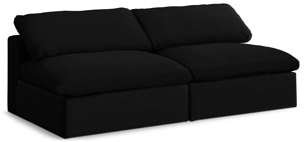 Meridian Furniture - Serene Black Linen Textured Fabric Deluxe Comfort Modular Armless Sofa - 2Pc - 601Black-S78 veiw 1