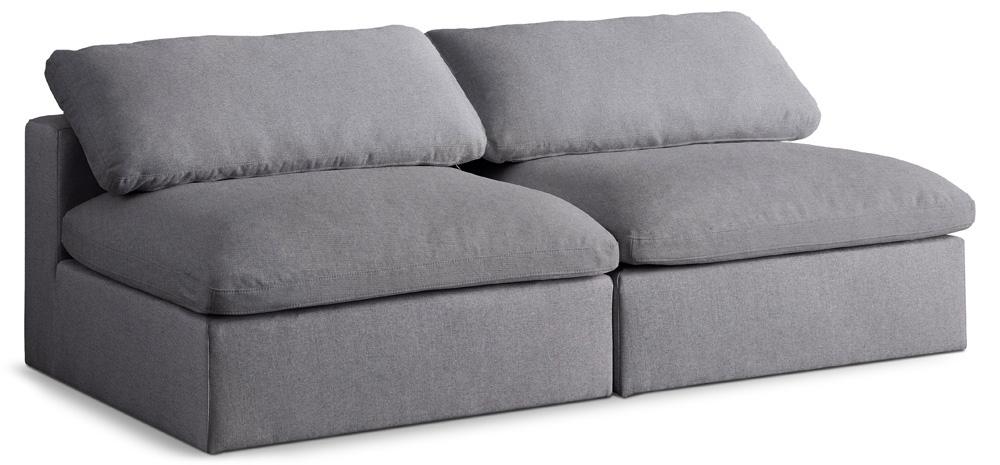 Meridian Furniture - Serene Grey Linen Textured Fabric Deluxe Comfort Modular Armless Sofa - 2Pc - 601Grey-S78 veiw 1