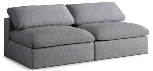 Meridian Furniture - Serene Grey Linen Textured Fabric Deluxe Comfort Modular Armless Sofa - 2Pc - 601Grey-S78 veiw 1