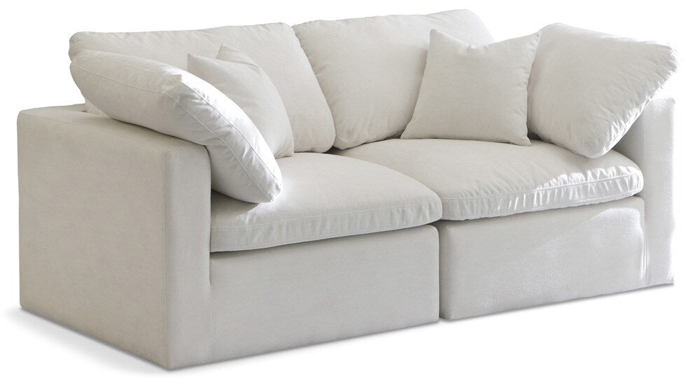 Meridian Furniture - Plush Cream Velvet Standard Comfort Modular Sofa - 2Pc - 602Cream-S70 veiw 1